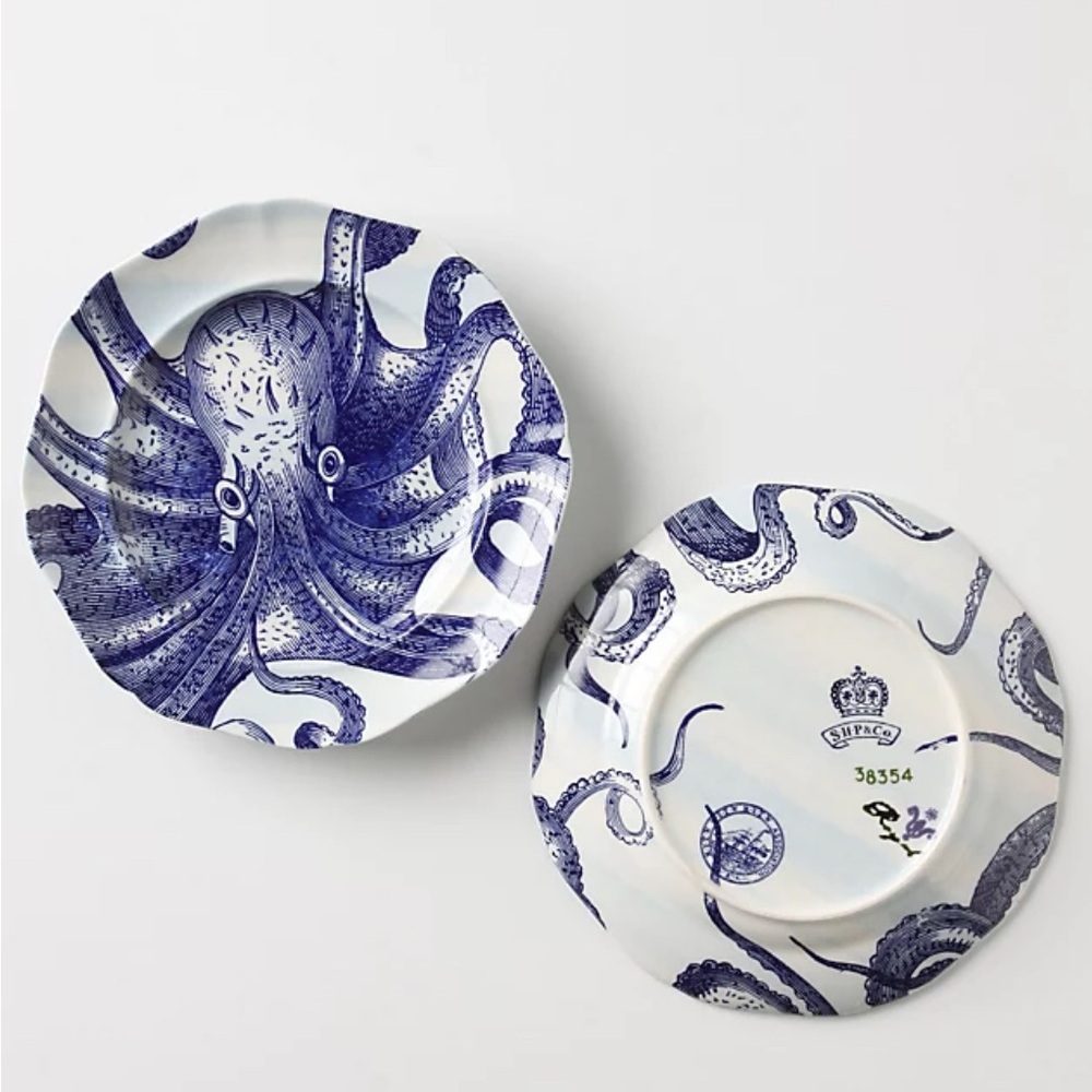 Anthropologie From the Deep Blue Nautical Salad Plates